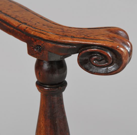 Rare Queen Anne Ladder-Back Carved Knuckle Arm Chair